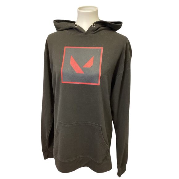 Valorant Logo XL Long Sleeve Polyester Blend Black Sweatshirt Hoodie w Pocket - Picture 1 of 5